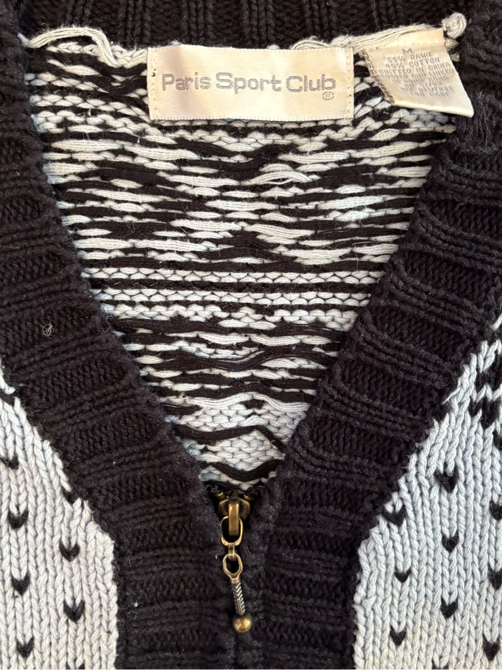 Paris Sport Club Vtg Women M Fair Isle Cardigan Sweater Cottagecore 80s Preppy - Picture 2 of 5